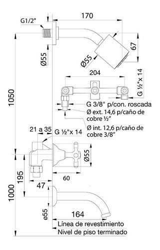 Grifería Fv Newport Plus 103/b2 Ducha Con Transferencia 1