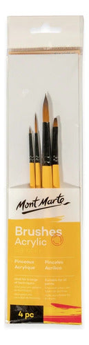 Mont Marte Set of 4 Synthetic Tip Acrylic Paint Brushes 0