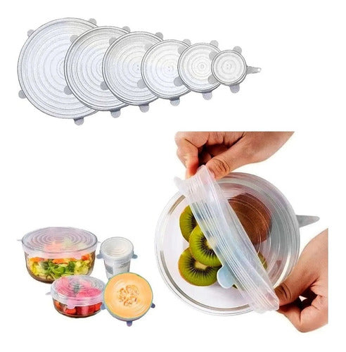 Regalosar Multi-Purpose Silicone Lids Set of 6 Adjustable for Fruits Vegetables and Pots 0