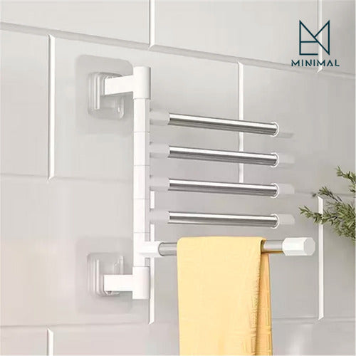 Mnl Rotating Towel Holder with 5 Arms - Adhesive Bathroom Organizer 4