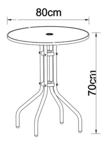 Mesa De Jardin De Hierro Redonda 80 Cms Vidrio 2