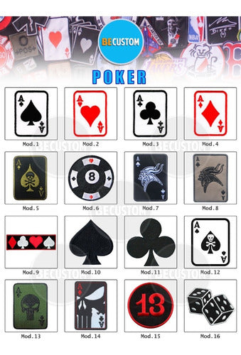 Parche Aplique Bordado Poker Cartas Casino Pica Musgo 1