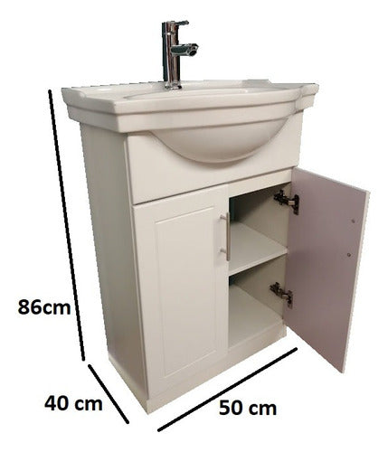 Bathroom Vanity 0.50 M. White with Ceramic Sink 1