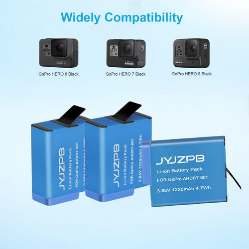 JYJZPB Triple Battery Charger for GoPro Hero 8 with 3 Batteries 1