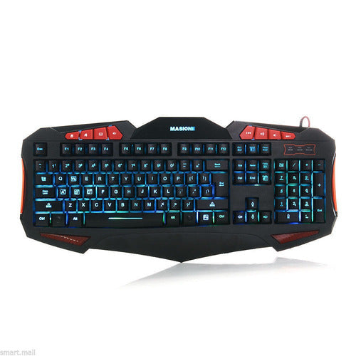 Befire LED 7 Colors Backlit USB Gaming Keyboard 4