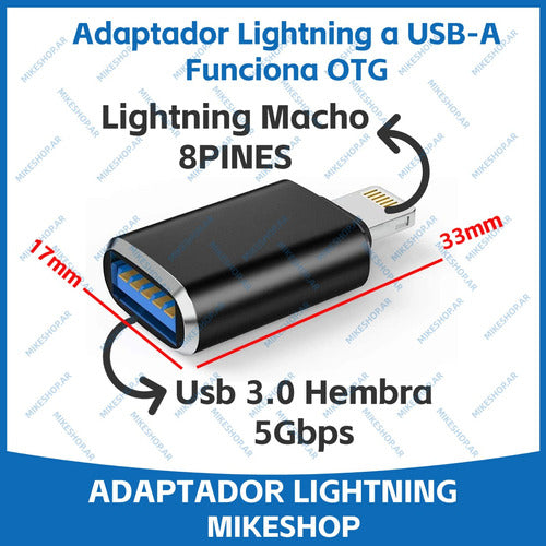 Mikeshop Adaptador OTG USB 3.0 a Celular para iPhone iPad Apple 1