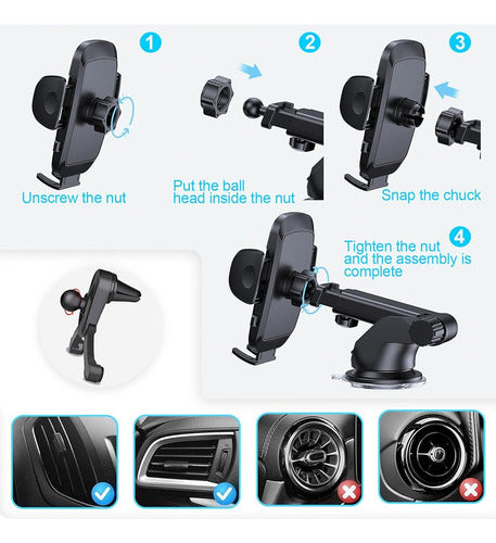 Amiss 3-en-1 Cito De Succión Car Magnetic Phone Mount, Sopor 3