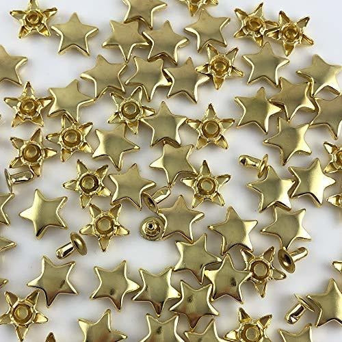 Tachas Remache Estrellas X100u. Doradas12mm 2