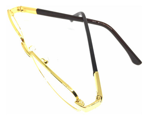 Generic Golden Metal Eyeglass Frame with Flexible Temples 3