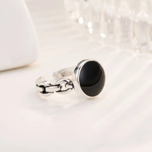 Rose.MVD Adjustable Thai Black Ring Plated in 925 Silver 3