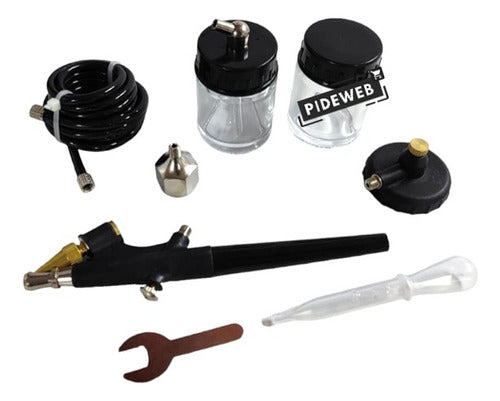 KLD Aerograph + Mini Automatic Compressor Kit 50 Psi 3.5 Bar 170W 3