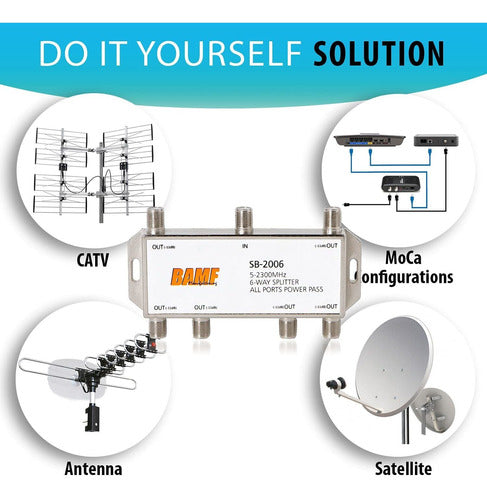 BAMF Coaxial Splitter 6 Way MoCA 5-2300MHz 6
