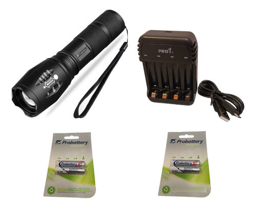 Probattery Combo: Zomm+ Flashlight with Charger + 4 AAA Rechargeable Batteries 0