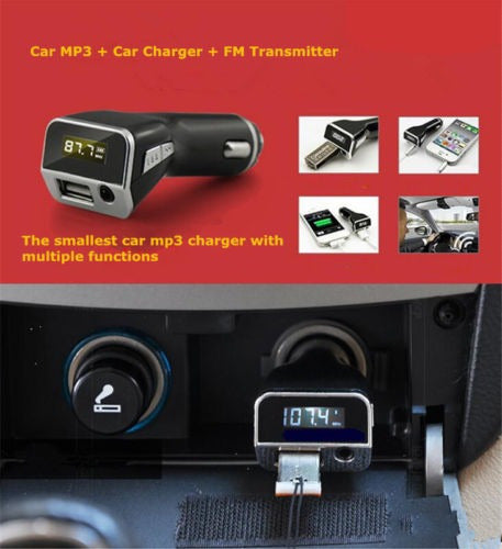 2.1a Nuevo Usb Coche Cargador Coche Mp3 Fm Transmisor De 3,5 6