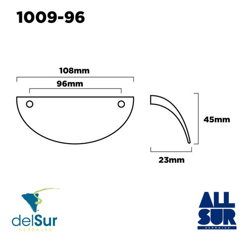 Del Sur Neuquen Furniture Handle 96mm Matte Chrome X4 1