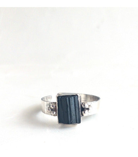 Joyería Lua Anillo De Plata 925 Con Piedra Turmalina Negra 1