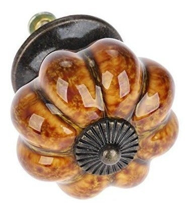 Mgoodoo 20 Tiradores Ceramica Forma Calabaza Marron Leopardo 1