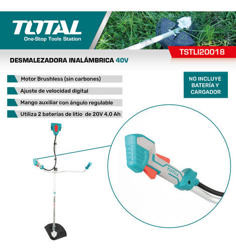 Total Desmalezadora Inalambrica 40V 330mm Industrial 3