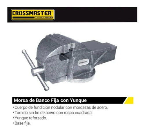 Crossmaster 4'' Bench Vise with Anvil - Fixed Base 1