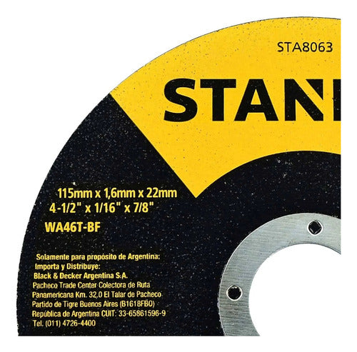 Disco Corte Amoladora 4 1/2 Stanley 115mm X 1 Mm X100u 0