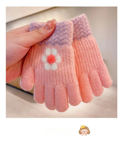 Fancy House Winter Gloves for Kids - Super Soft Flower Print 1