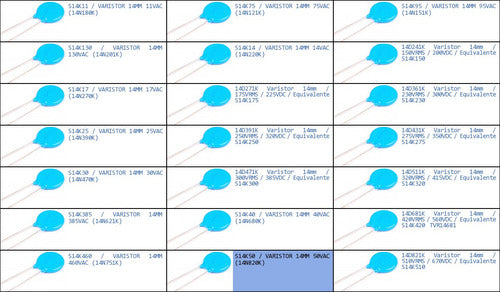 Pack 80x S14k50 Varistor 14mm 50vac (14n820k) 1