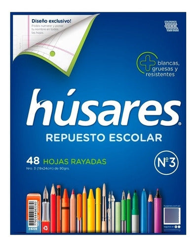 Husares Nº3 School Notebook - 48 Sheets - Pack of 12 1