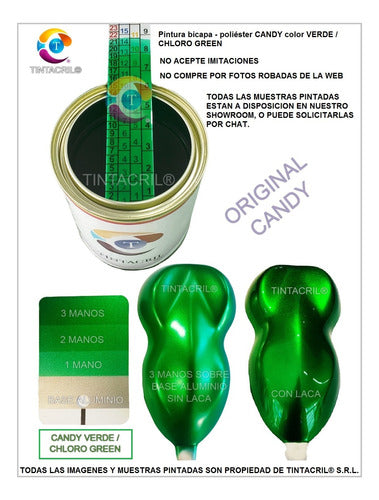 TINTACRIL Candy Bicapa Green 1/2 Paint Kit + Aluminum Bc. 1/2 Lt 1