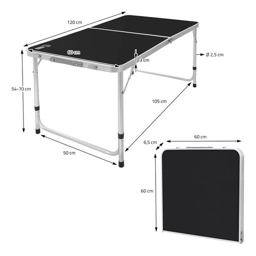 Solana Juego De Mesa Aluminio Plegable + 4 Bancos Ideal Camping 1