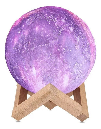 3D Galaxy Moon Lamp USB Night Light with Wooden Base 0
