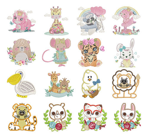 30 Cute Animals Embroidery Machine Design Templates 0