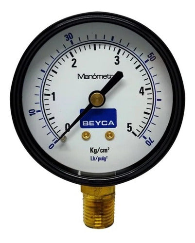 Beyca Manometer 100mm 1/2" BSPT Bottom Connection 5 Kg 0