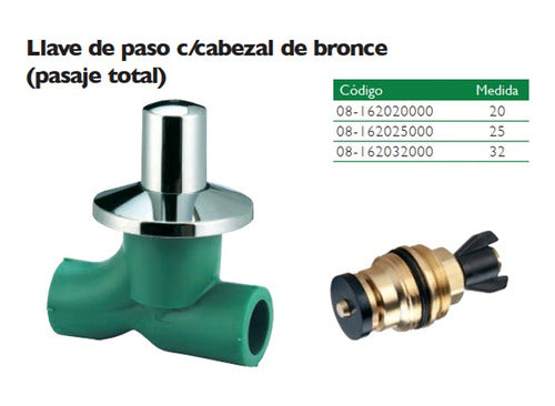 20mm Brass Head Stopcock AcquaSystem Termofusion 2