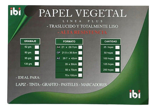 IBI Papel Vegetal Alta Resistencia 90grs. 35x50cm X 250hojas 0