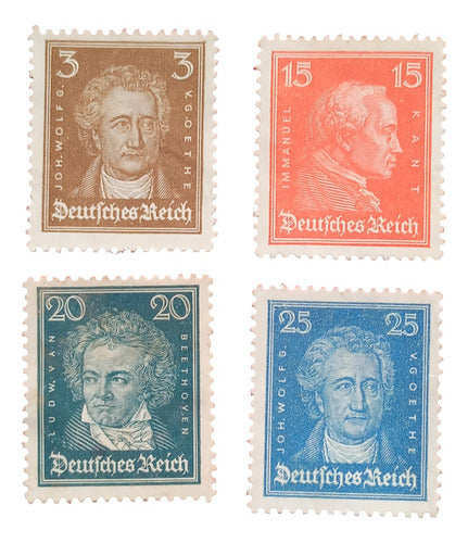 Germany Reich 1926 Famous 4 Mint Stamps Without Gum 0