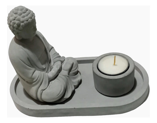 Zen Tray with Buddha and Cement Tealight Holder 2