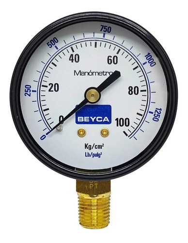 Beyca 63mm Pressure Gauge 1/4 Thread Bottom Output 7 Kg 0