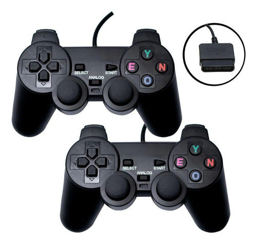 Kit Com Dois Controles Joystick Playstation 2 Analógico Ps2 0