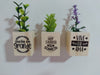 HandMade Mini Plant Pots with Magnet and Artificial Plant Set 2