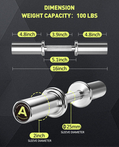 AboveGenius Olympic Dumbbell Pair, 16 Inches, Bar 1