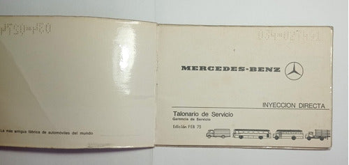 Manual Mercedes Benz - Talonario De Servicio - Edición 1975 1