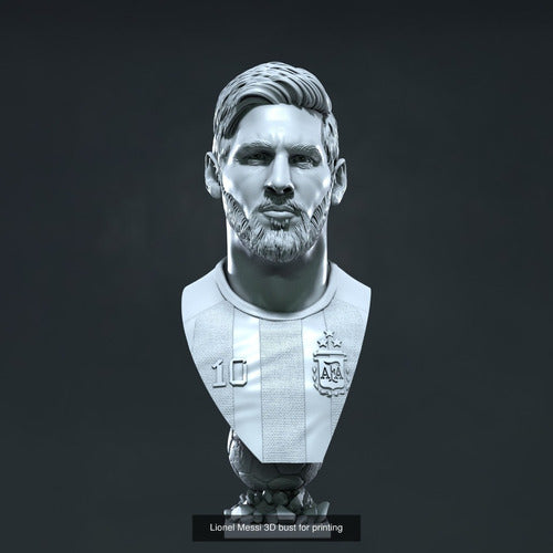 3D Printed Lionel Messi Bust Figure with Beard - Detta3D 1