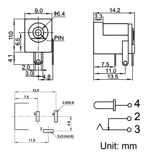 Pack of 10 Female 5.5 x 2.1mm Jack Plug for PCB Soldering 2