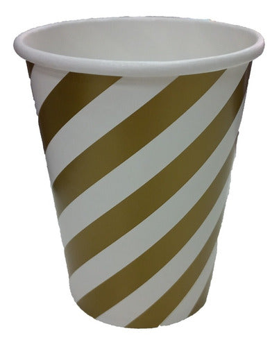 Otero 8 Disposable Polipaper Cups with Golden Stripes 0