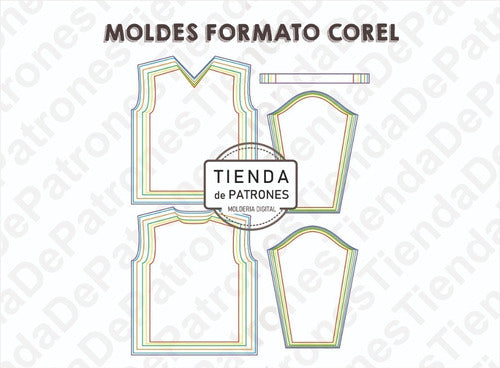 Tienda de Patrones Molde Coreldraw Remera Hombre Manga Larga Escote V S Al 3xl 1