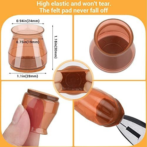 32 Pieces Small Chair Leg Protectors for Hardwood Floors - Size S - 0.6-1m 3
