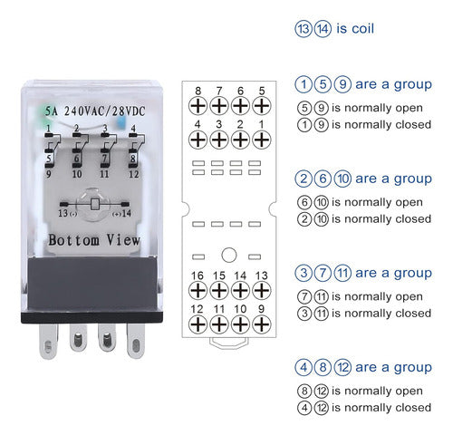 HH54P Electromagnetic Relay - DC 24V MY4N-J MY4NJ PYF14A Socket 5