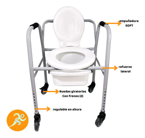 Adjustable Orthopedic Toilet Riser with Large Wheels and Backrest 1