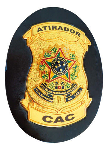 Distintivo Brasão Bolachão Couro - Cac 0