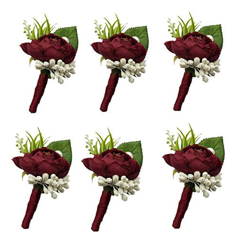 ZILUN 6 Pieces / Lot Groom Boutonniere Men Wedding Ojal Bric 0